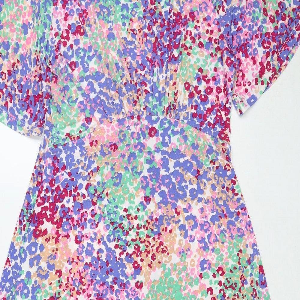 Et Vous Womens Multicoloured Geometric Polyester Maxi Size 14 Boat Neck Pullover - Angel Sleeve