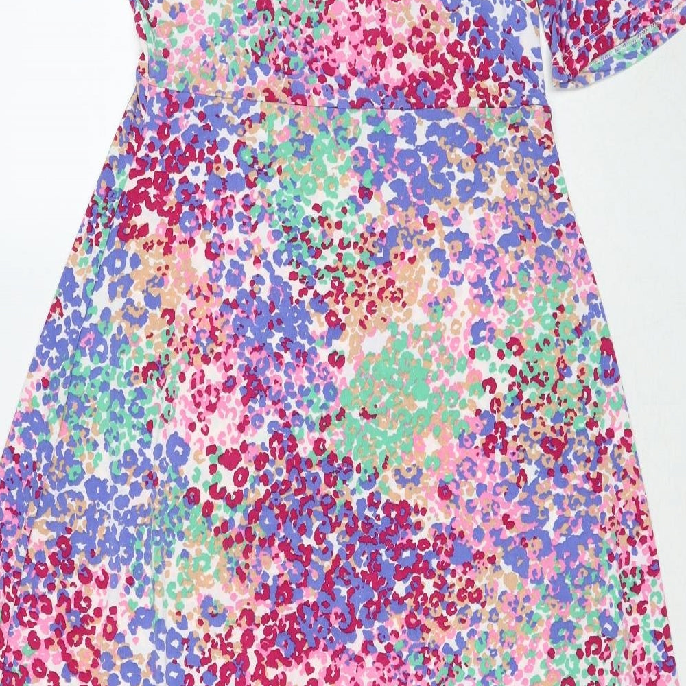 Et Vous Womens Multicoloured Geometric Polyester Maxi Size 14 Boat Neck Pullover - Angel Sleeve