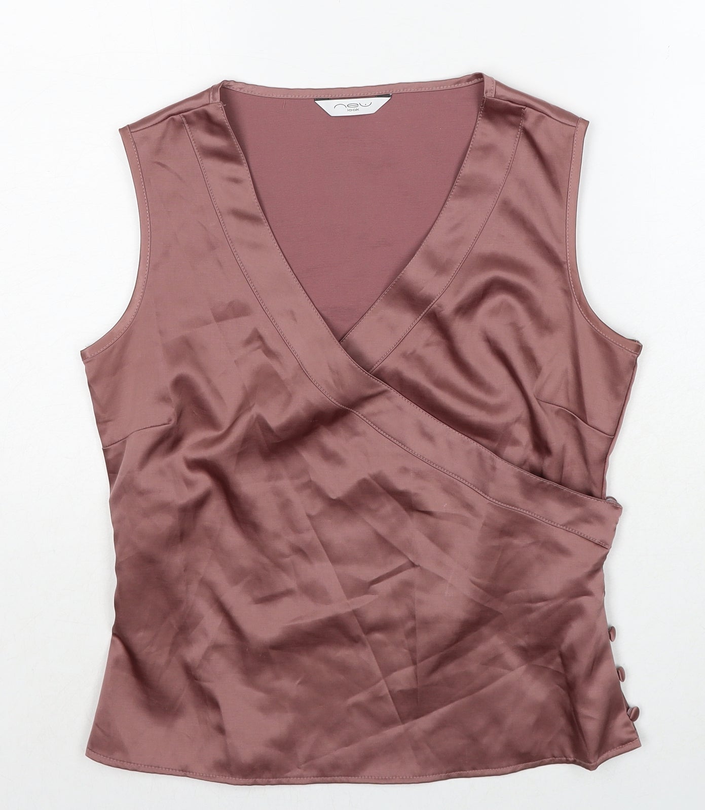 New Look Womens Pink Polyester Basic Tank Size 12 V-Neck