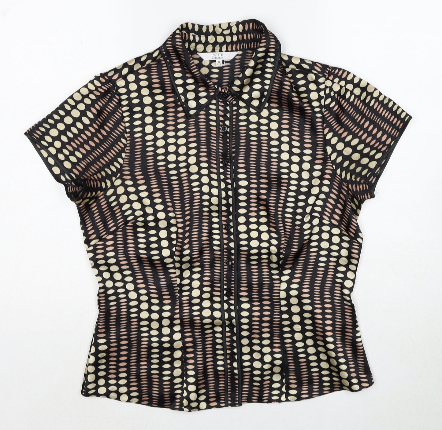 Debenhams Womens Multicoloured Geometric Polyester Basic Button-Up Size 12 Collared