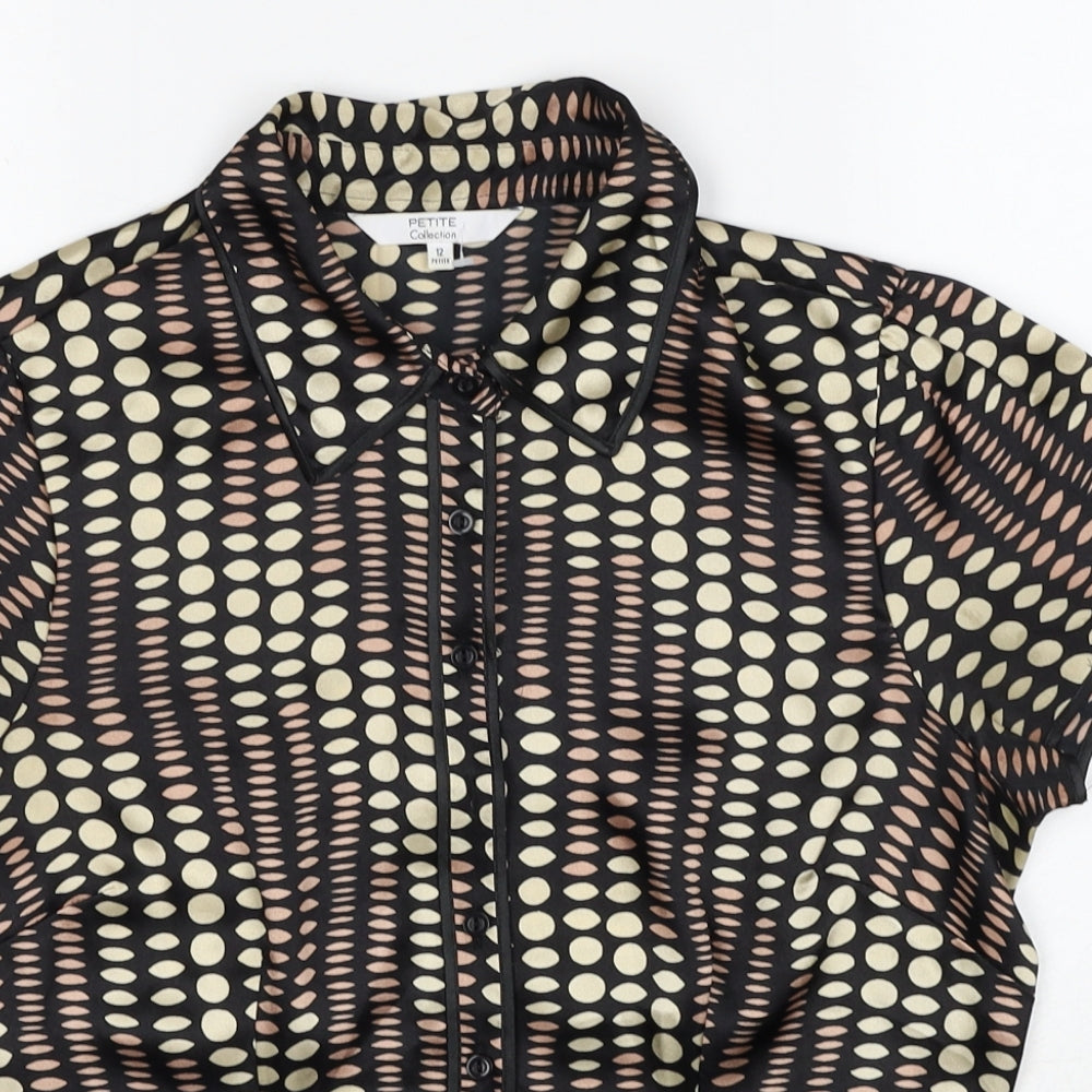 Debenhams Womens Multicoloured Geometric Polyester Basic Button-Up Size 12 Collared