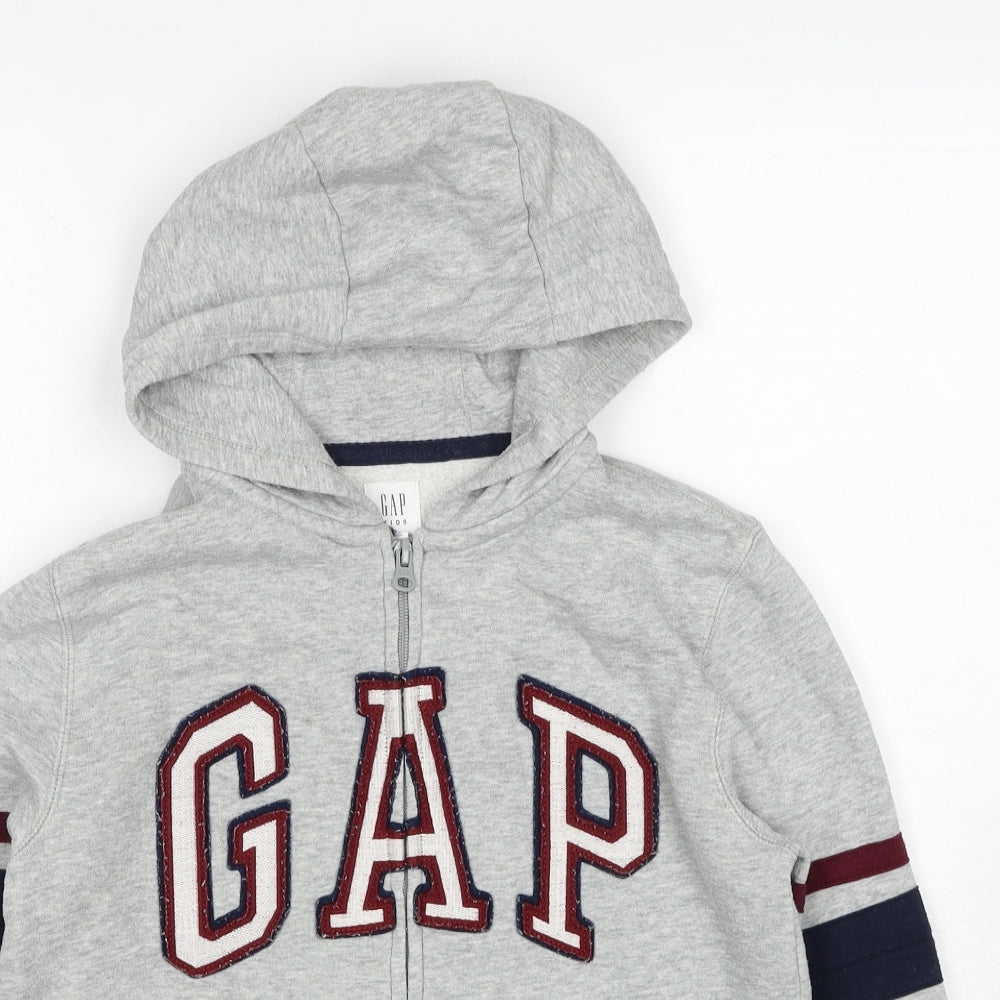 Gap Boys Grey Cotton Full Zip Hoodie Size 12-13 Years Zip