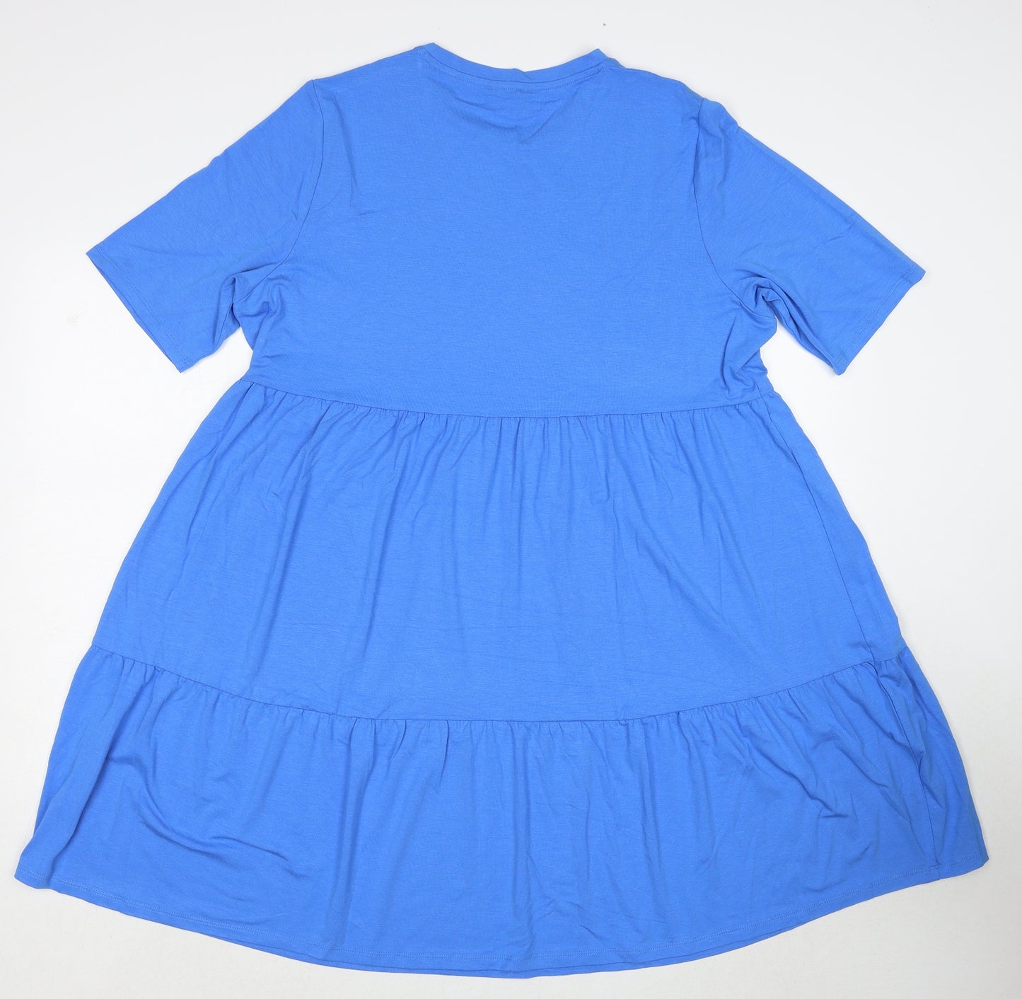 Marks and Spencer Womens Blue Viscose T-Shirt Dress Size 18 Round Neck Pullover - Tiered