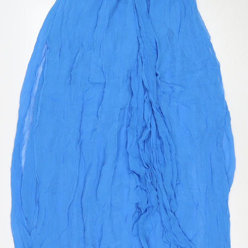 Zara Womens Blue Polyester Maxi Size L Sweetheart Zip - Shirred Tie Front