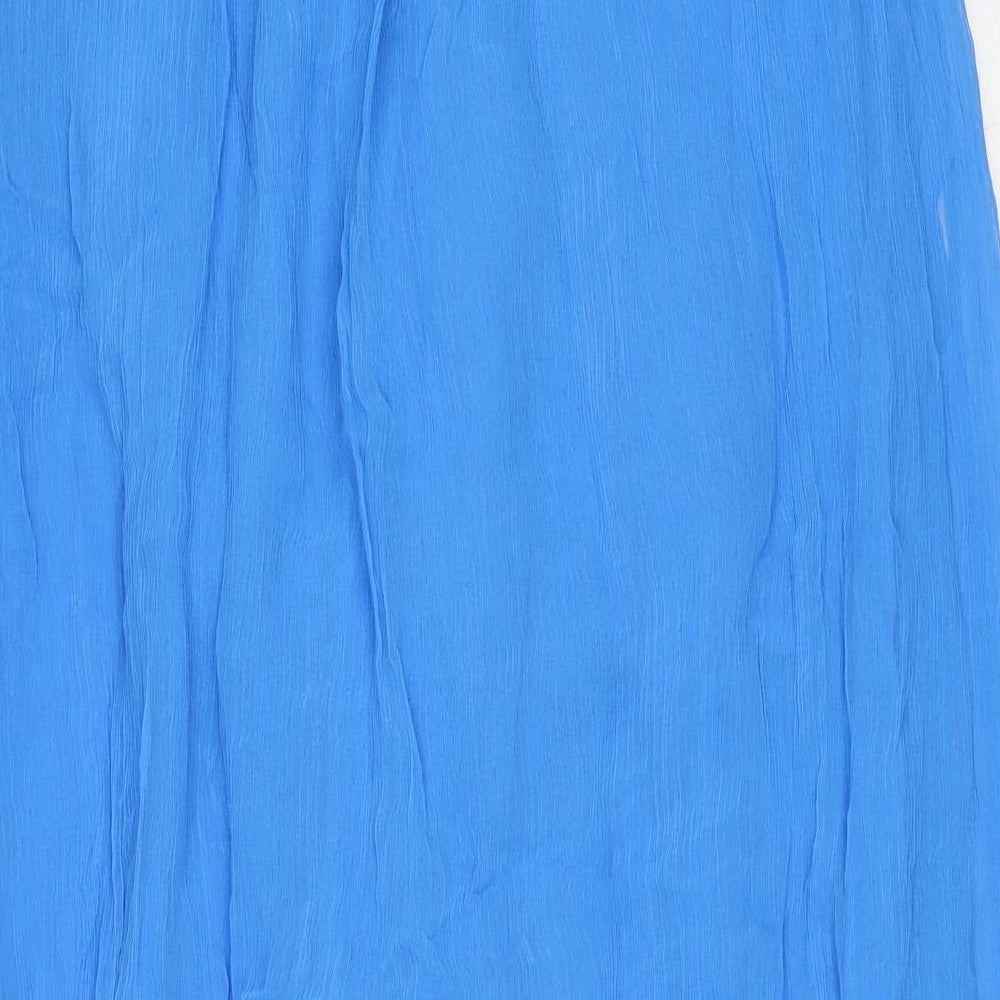 Zara Womens Blue Polyester Maxi Size L Sweetheart Zip - Shirred Tie Front