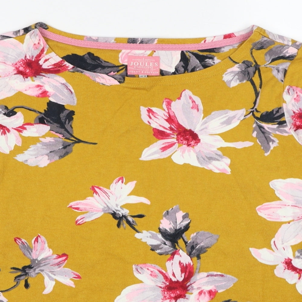 Joules Womens Yellow Floral Cotton Pullover Sweatshirt Size 14 Pullover