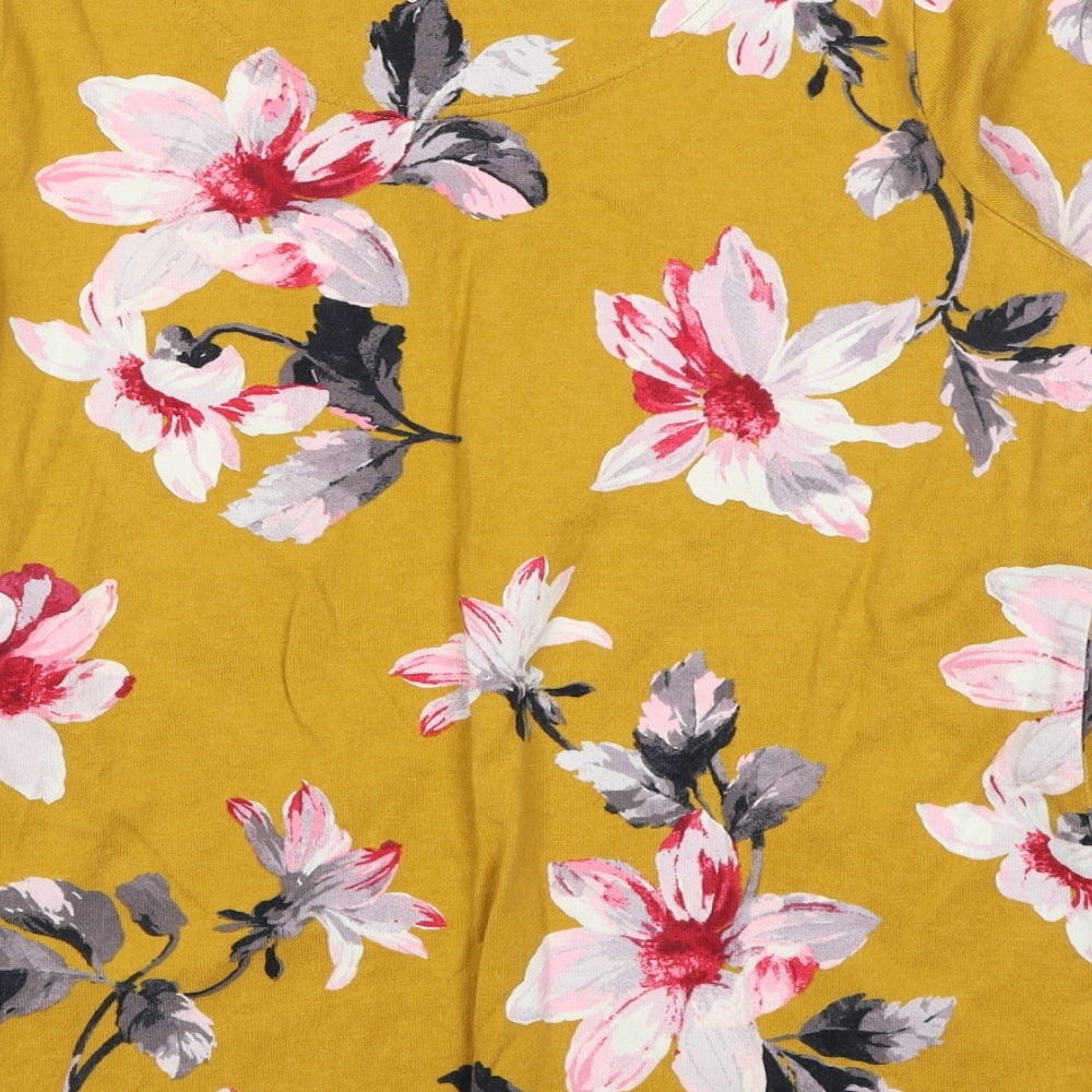 Joules Womens Yellow Floral Cotton Pullover Sweatshirt Size 14 Pullover