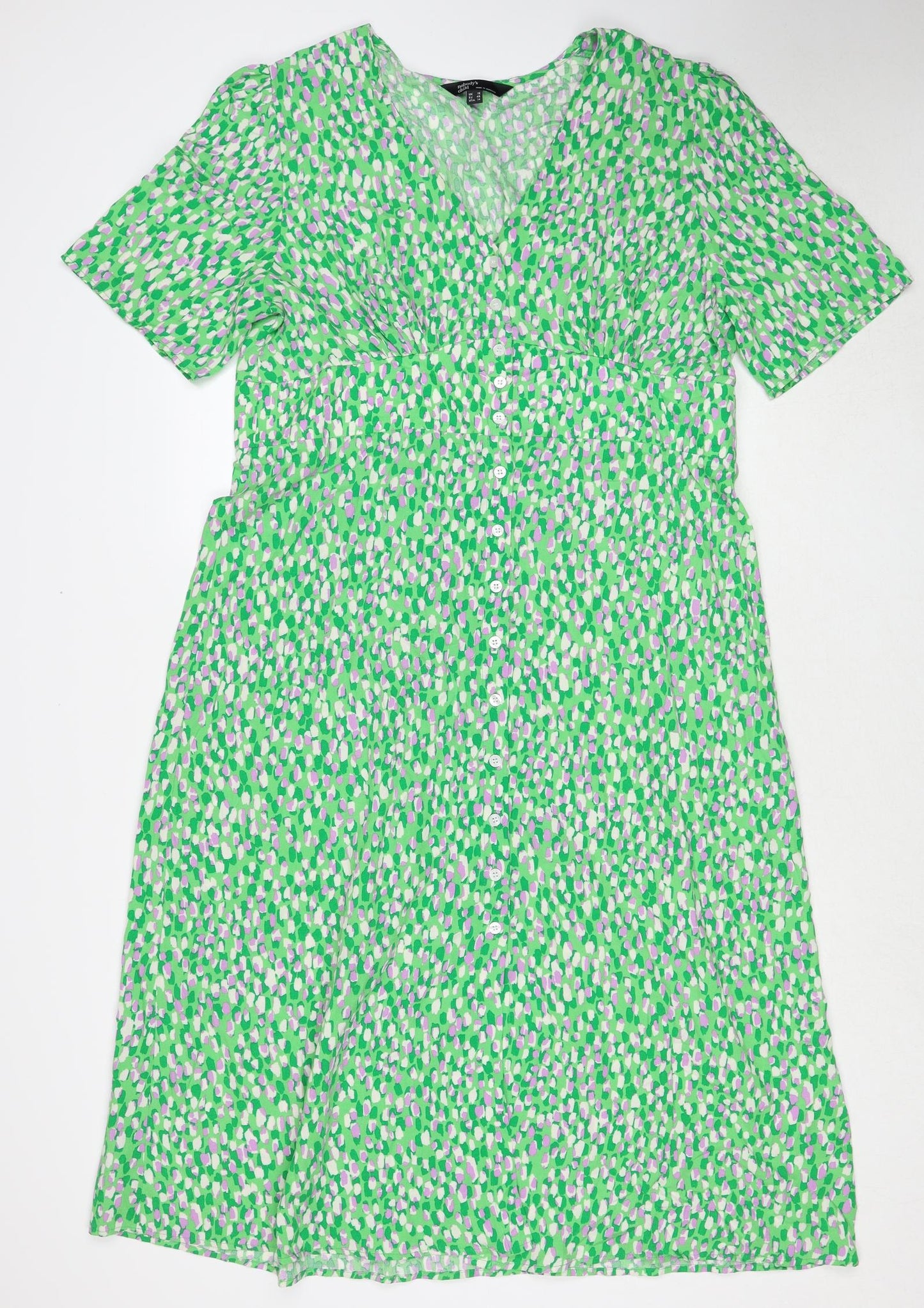 Nobody's child Womens Green Viscose A-Line Size 18 V-Neck Button
