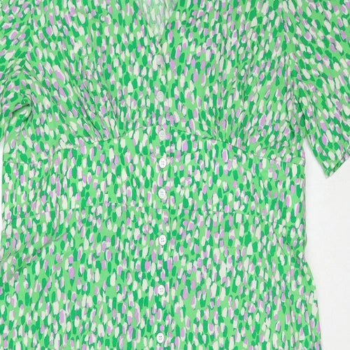 Nobody's child Womens Green Viscose A-Line Size 18 V-Neck Button