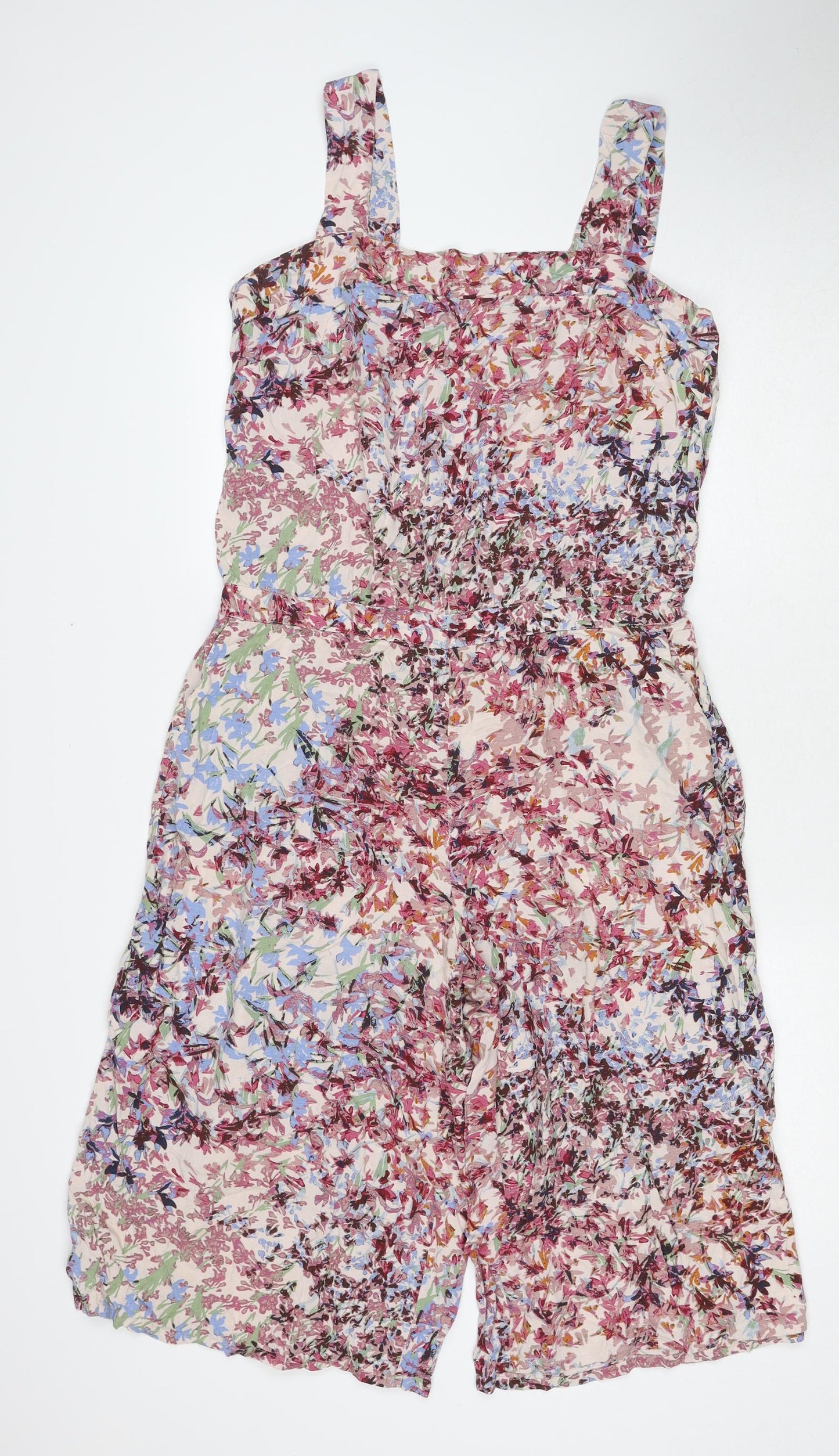 NEXT Womens Multicoloured Floral Viscose Playsuit One-Piece Size 14 Button