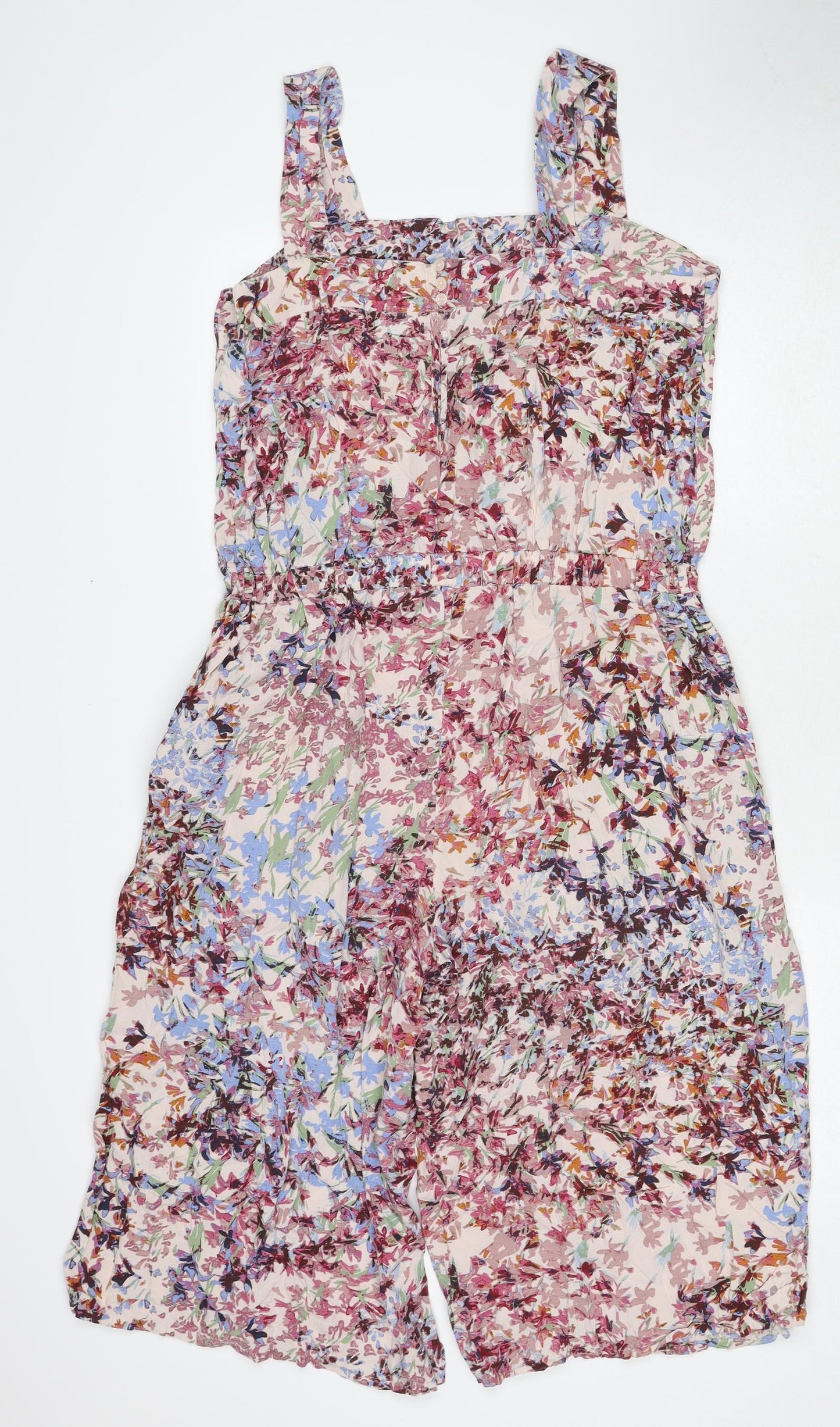 NEXT Womens Multicoloured Floral Viscose Playsuit One-Piece Size 14 Button