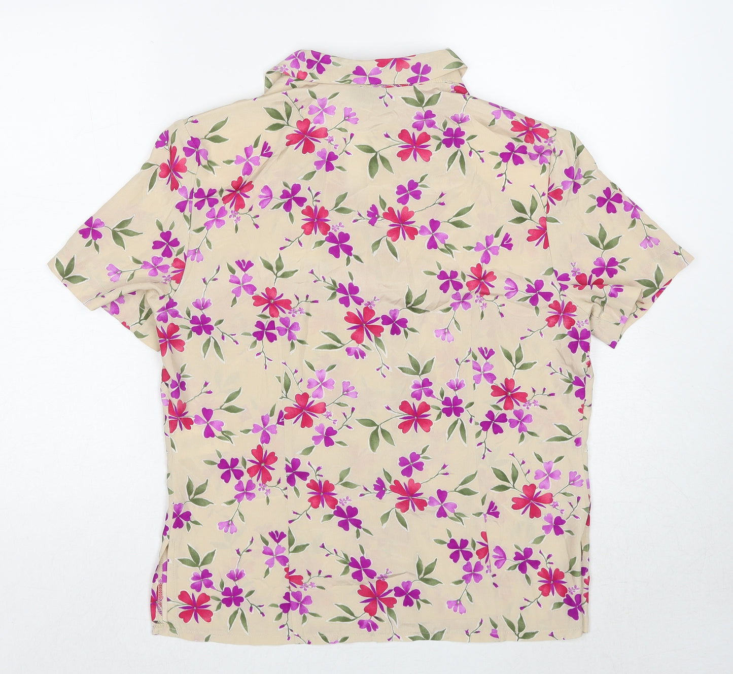 Alexon Womens Beige Floral Polyester Basic Button-Up Size 12 Collared