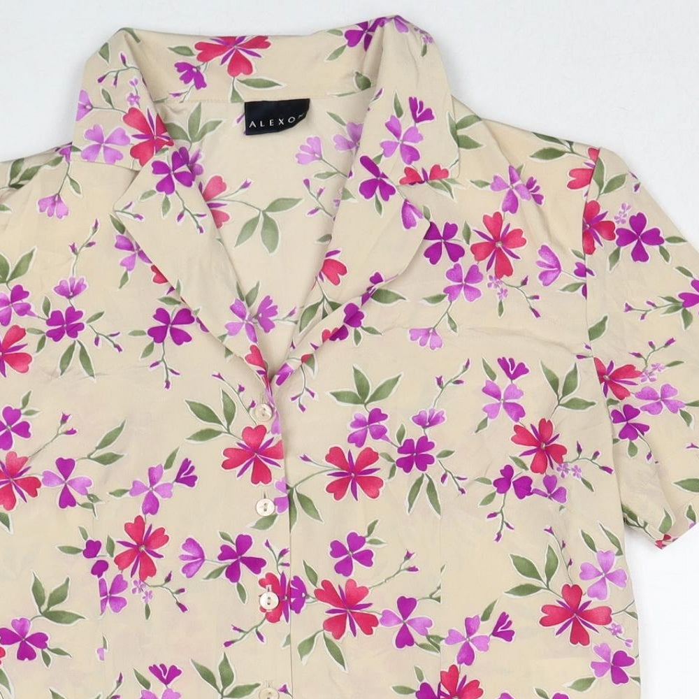 Alexon Womens Beige Floral Polyester Basic Button-Up Size 12 Collared