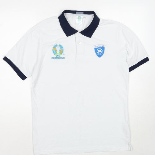 UEFA EURO Mens White Cotton Polo Size L Collared Pullover - Euro 2020
