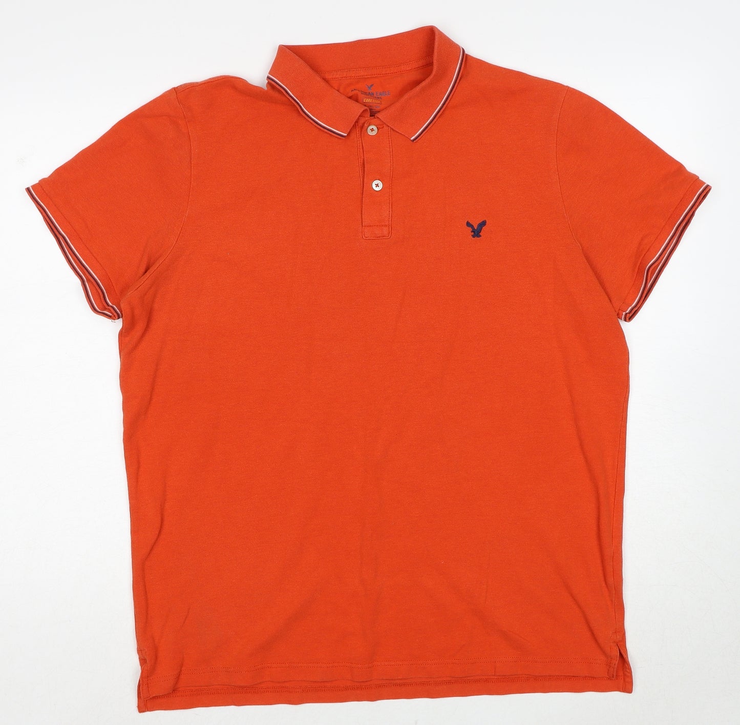 American Eagle Outfitters Mens Orange Cotton Polo Size XL Collared Pullover