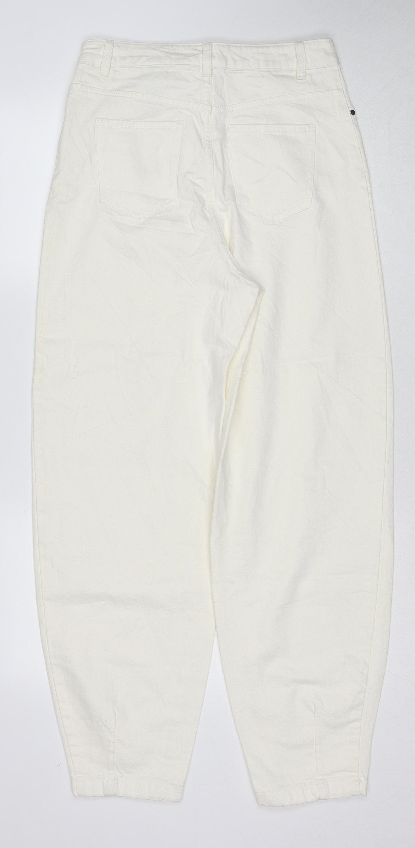 Marks and Spencer Womens White Cotton Straight Jeans Size 10 Regular Zip