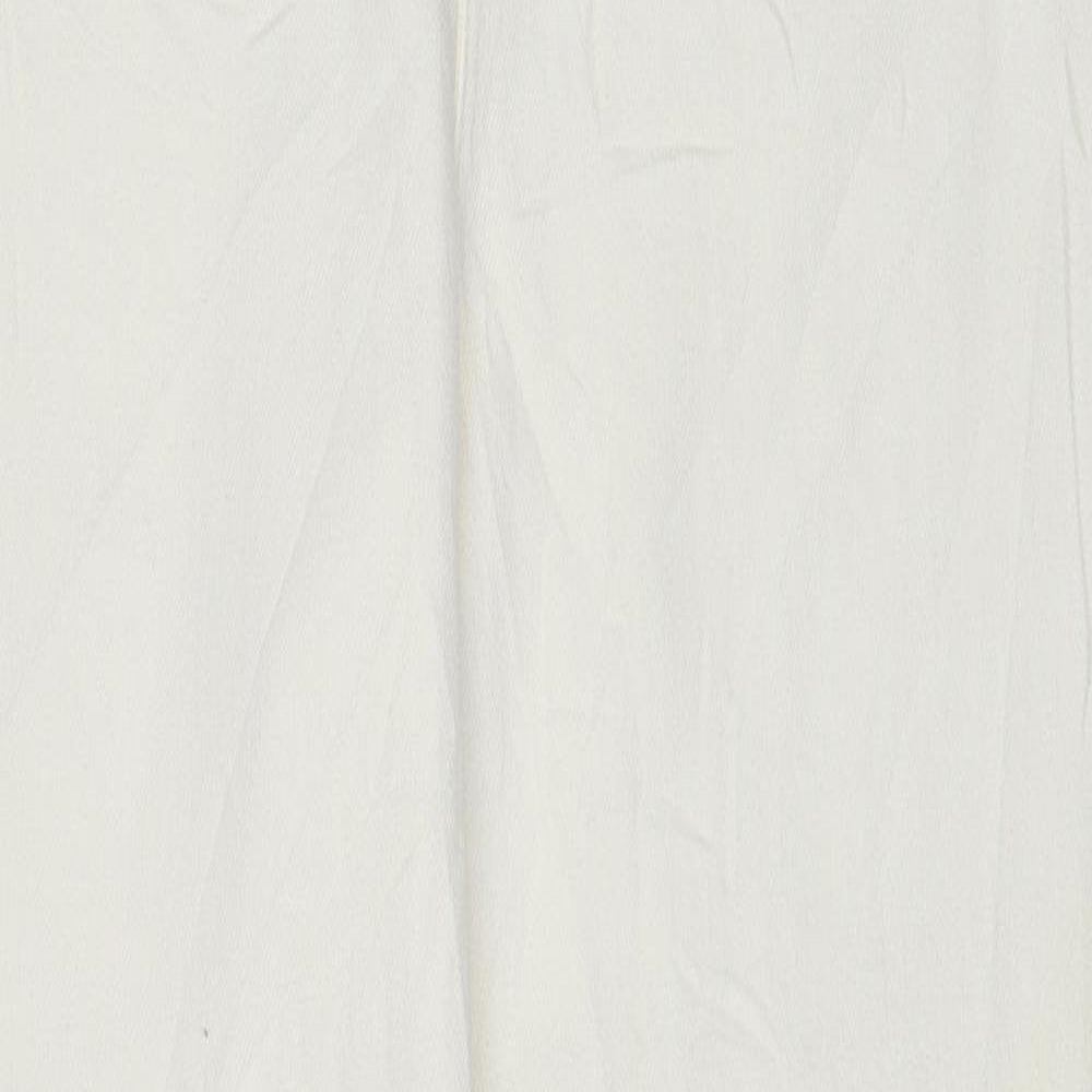Marks and Spencer Womens White Cotton Straight Jeans Size 10 Regular Zip