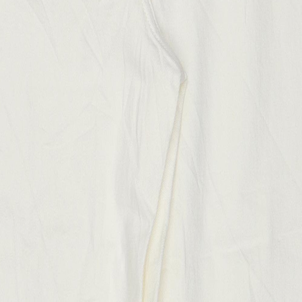 Marks and Spencer Womens White Cotton Straight Jeans Size 10 Regular Zip