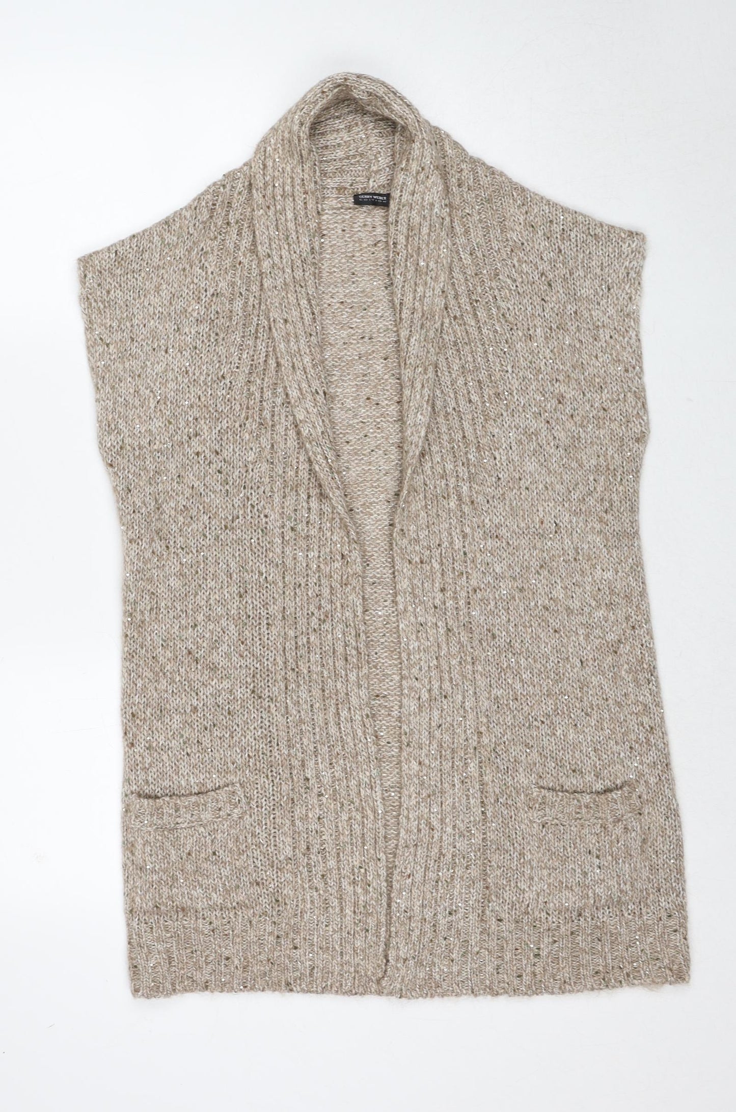 Gerry Weber Womens Beige V-Neck Acrylic Vest Jumper Size 14