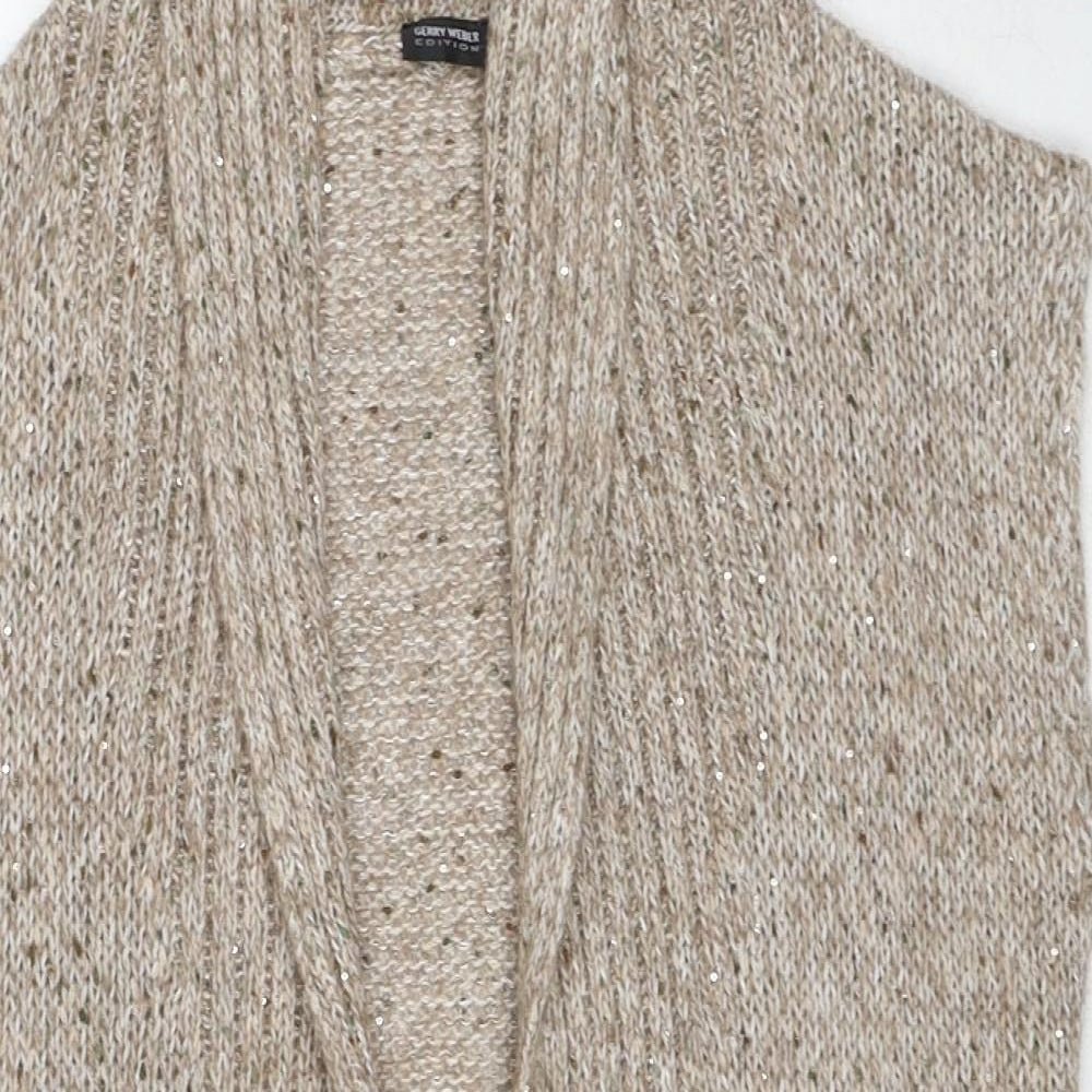Gerry Weber Womens Beige V-Neck Acrylic Vest Jumper Size 14