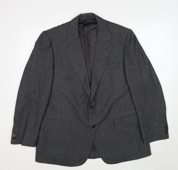 Burton Mens Grey Striped Polyester Jacket Suit Jacket Size 38 Regular