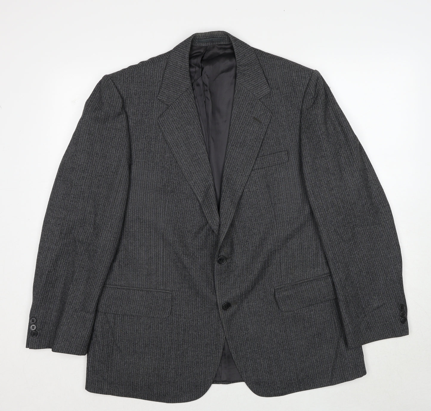 Burton Mens Grey Striped Polyester Jacket Suit Jacket Size 38 Regular