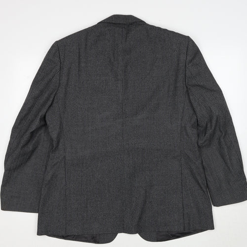 Burton Mens Grey Striped Polyester Jacket Suit Jacket Size 38 Regular
