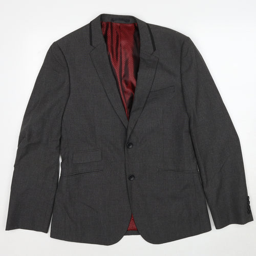Burton Mens Grey Polyester Jacket Suit Jacket Size 38 Regular
