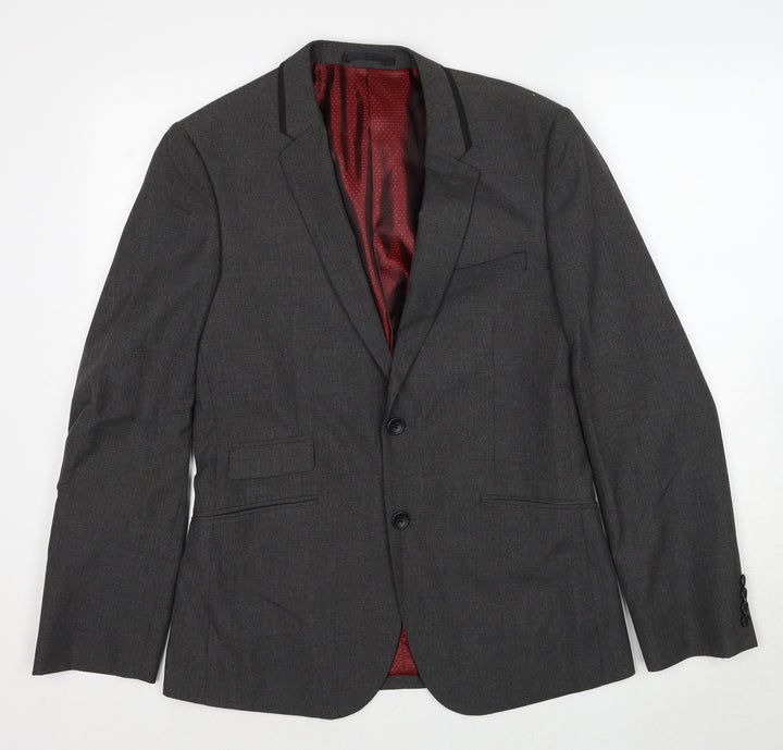 Burton Mens Grey Polyester Jacket Suit Jacket Size 38 Regular