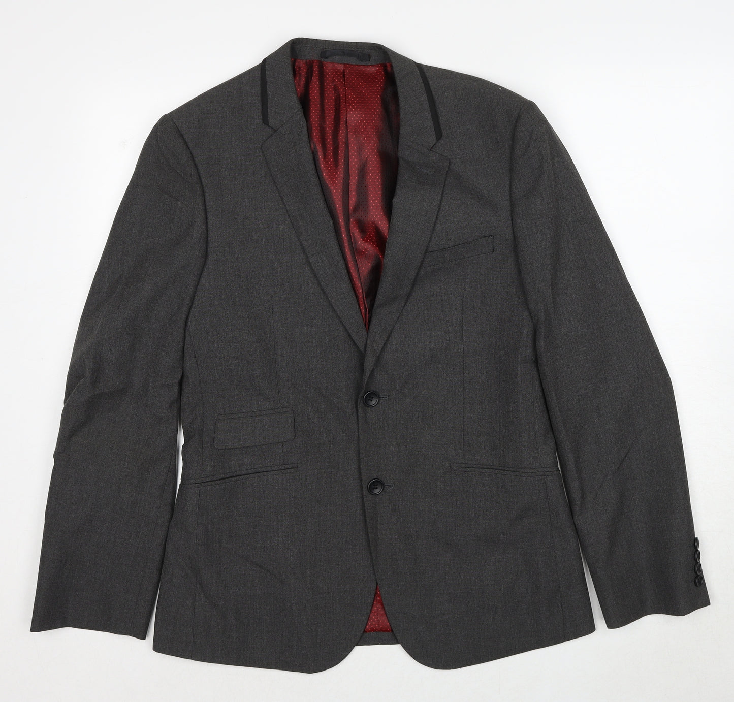 Burton Mens Grey Polyester Jacket Suit Jacket Size 38 Regular