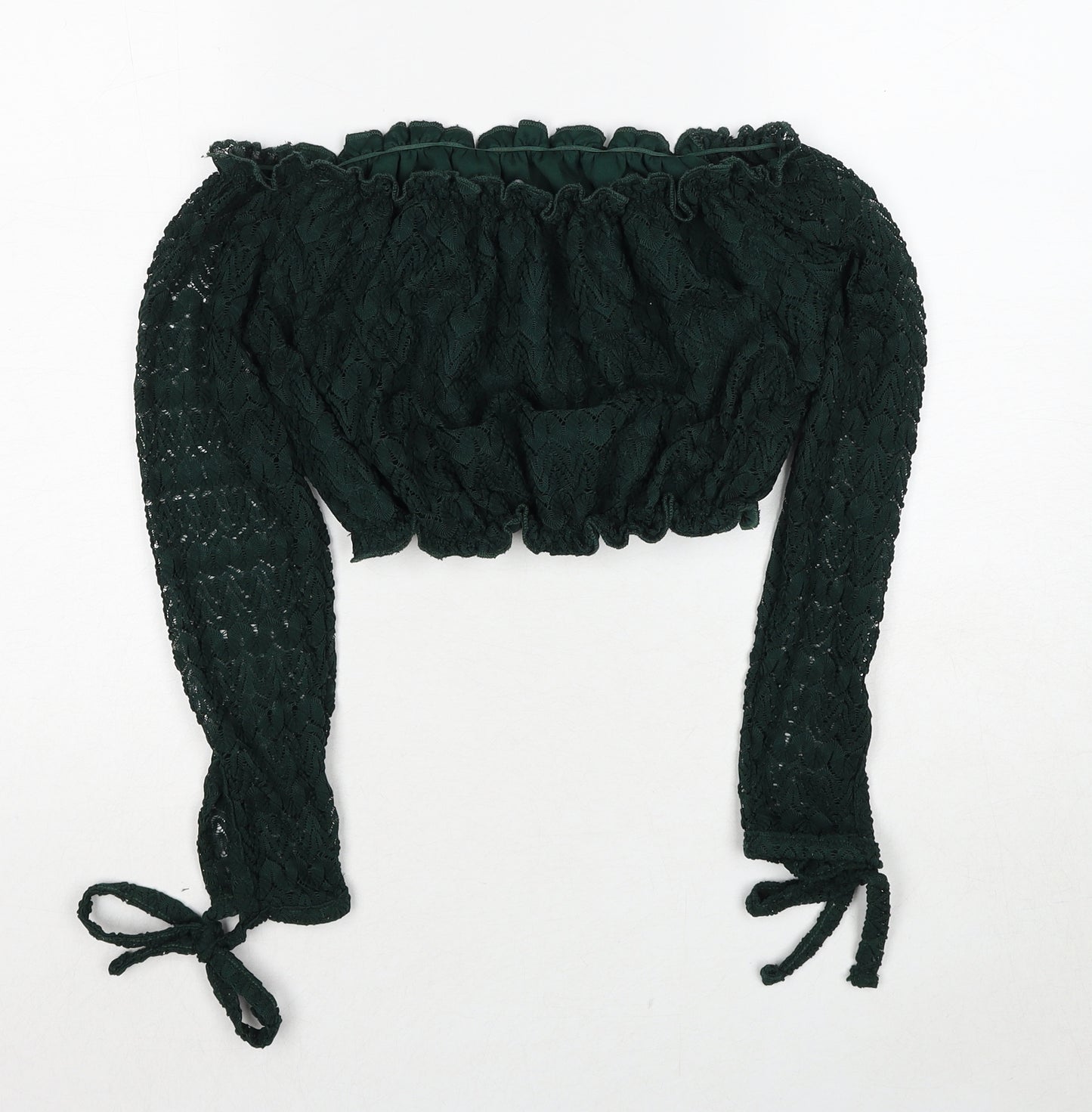 New Look Womens Green Polyester Cropped Tank Size 8 Off the Shoulder