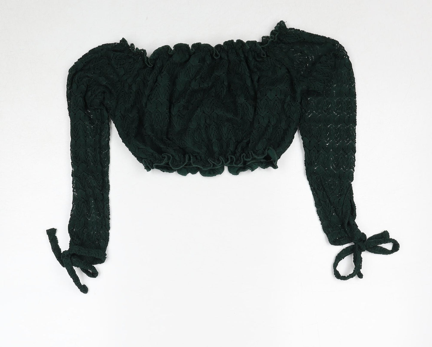 New Look Womens Green Polyester Cropped Tank Size 8 Off the Shoulder