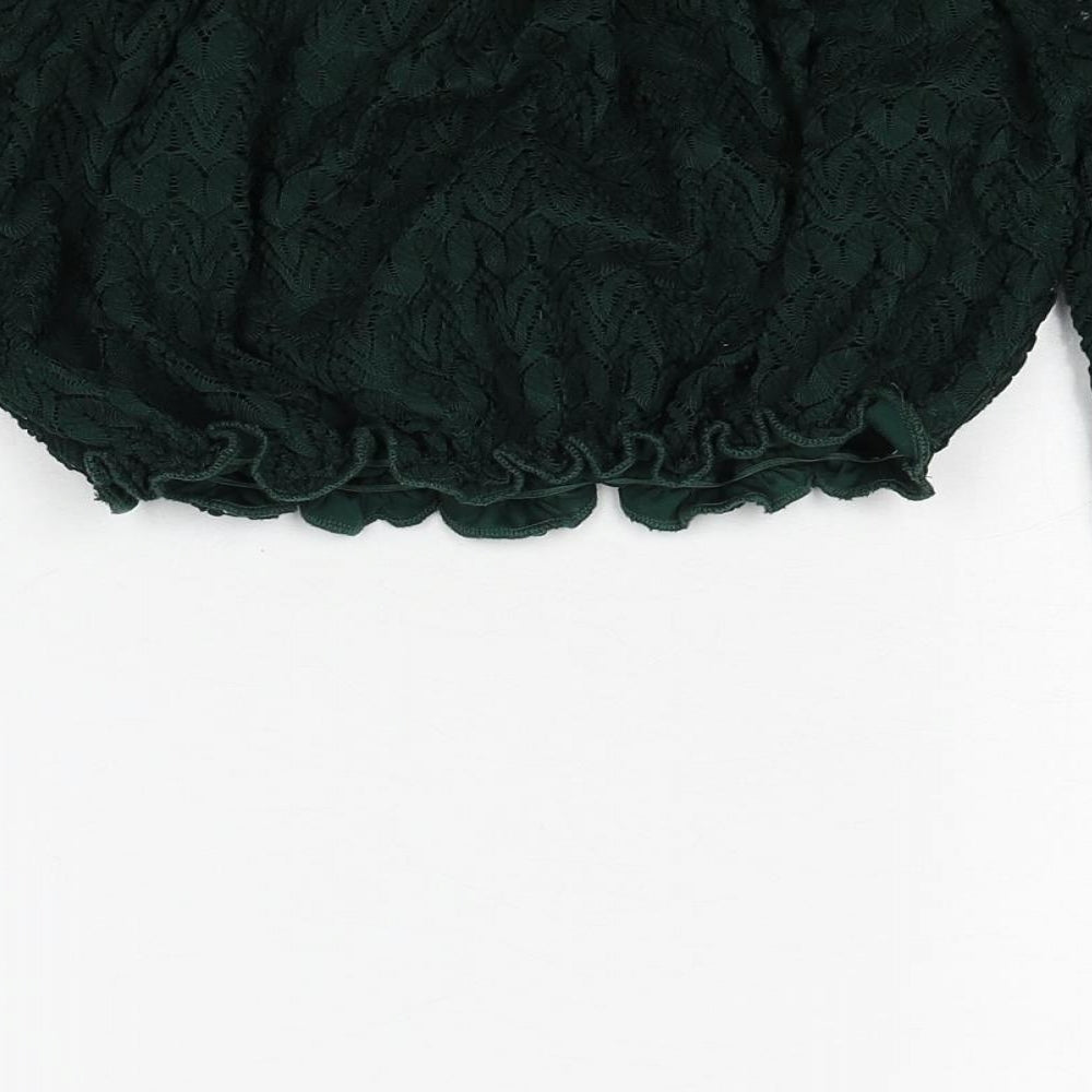 New Look Womens Green Polyester Cropped Tank Size 8 Off the Shoulder