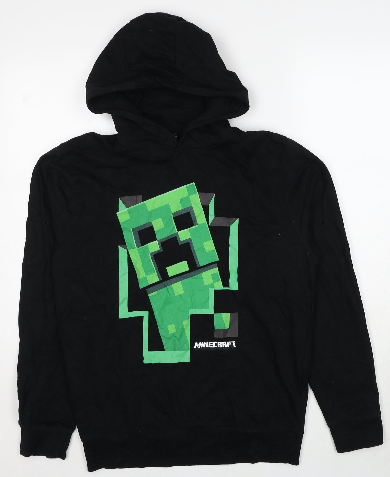 Minecraft Boys Black Cotton Pullover Hoodie Size 14-15 Years Pullover