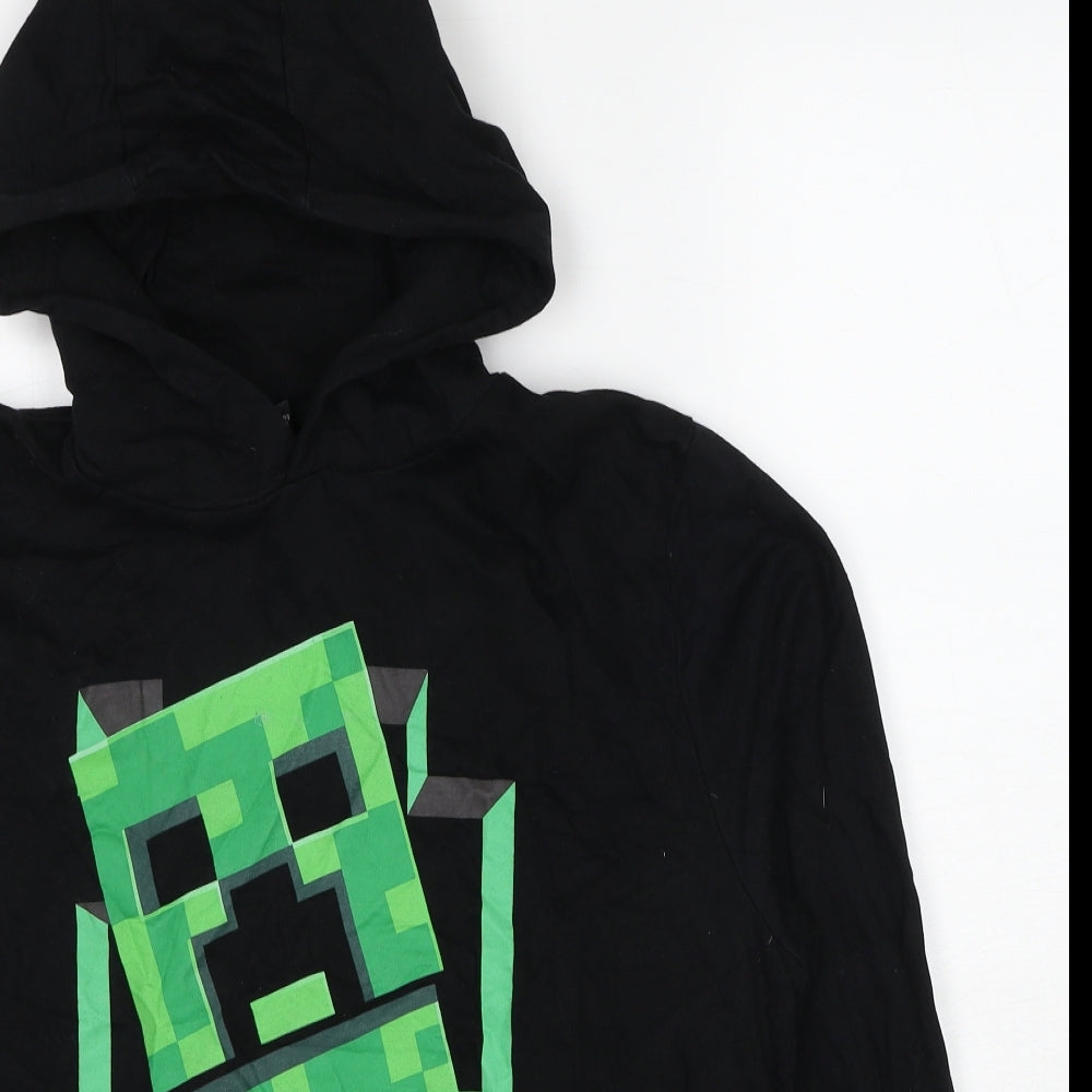 Minecraft Boys Black Cotton Pullover Hoodie Size 14-15 Years Pullover