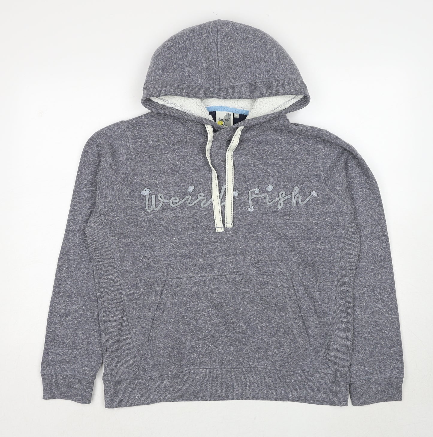 Weird Fish Womens Grey Polyester Pullover Hoodie Size 14 Pullover