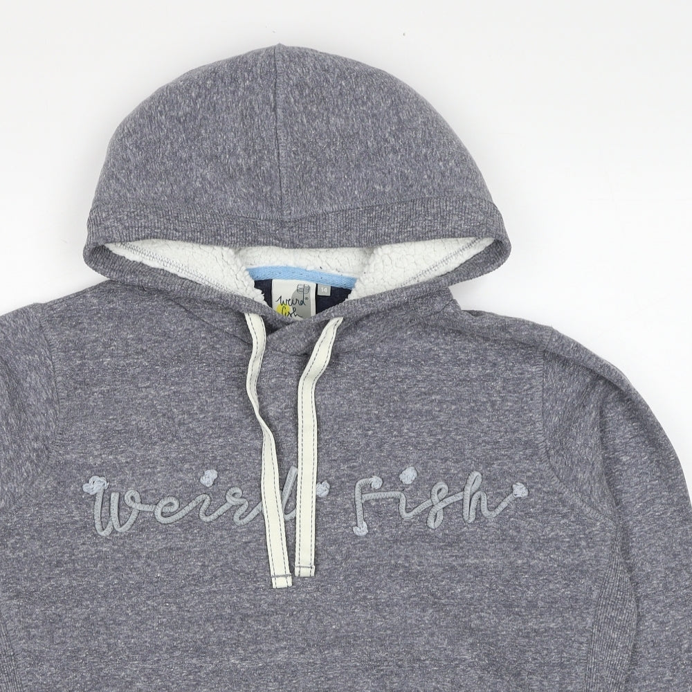 Weird Fish Womens Grey Polyester Pullover Hoodie Size 14 Pullover