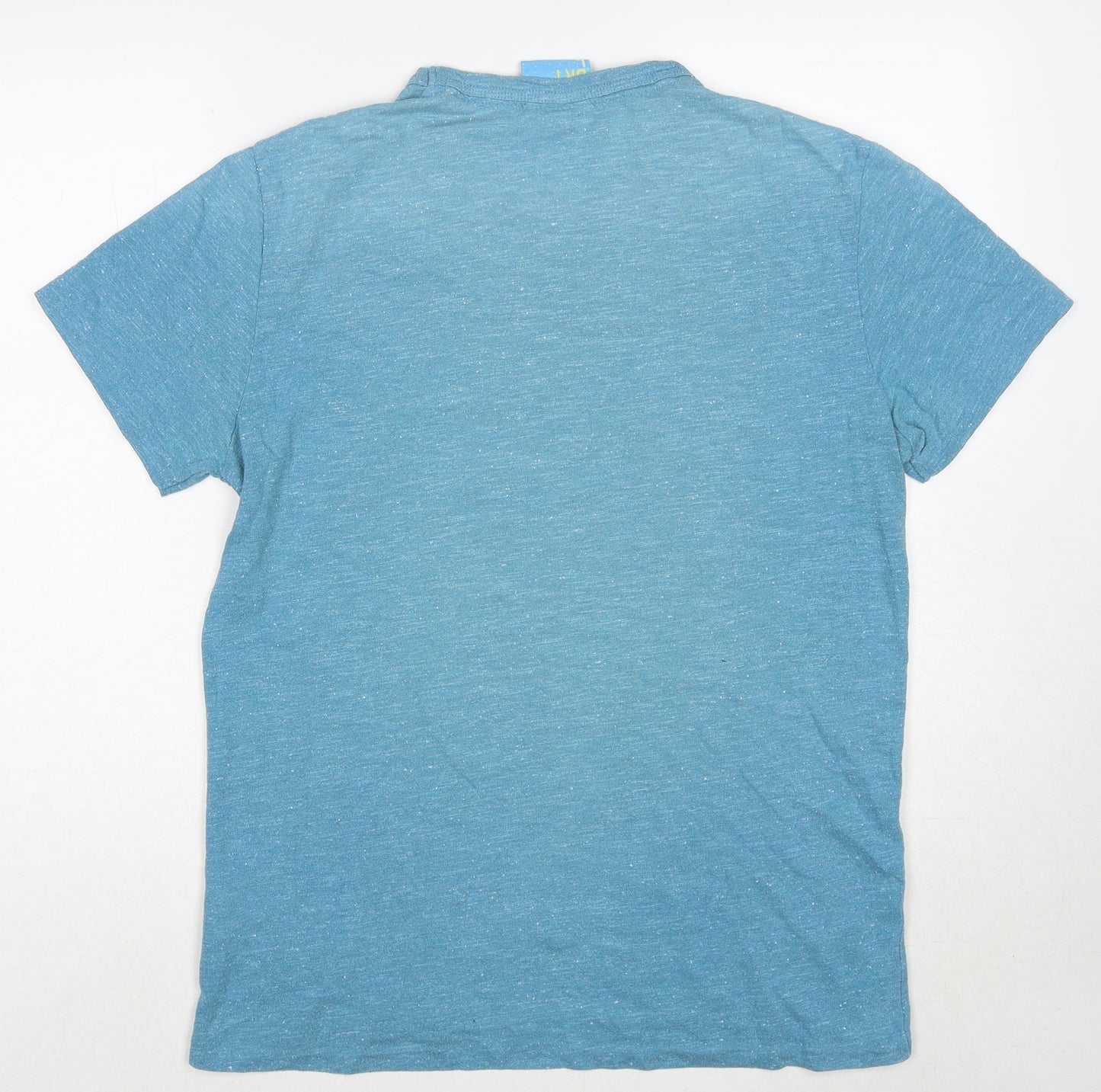 Superdry Mens Blue Cotton T-Shirt Size L Round Neck