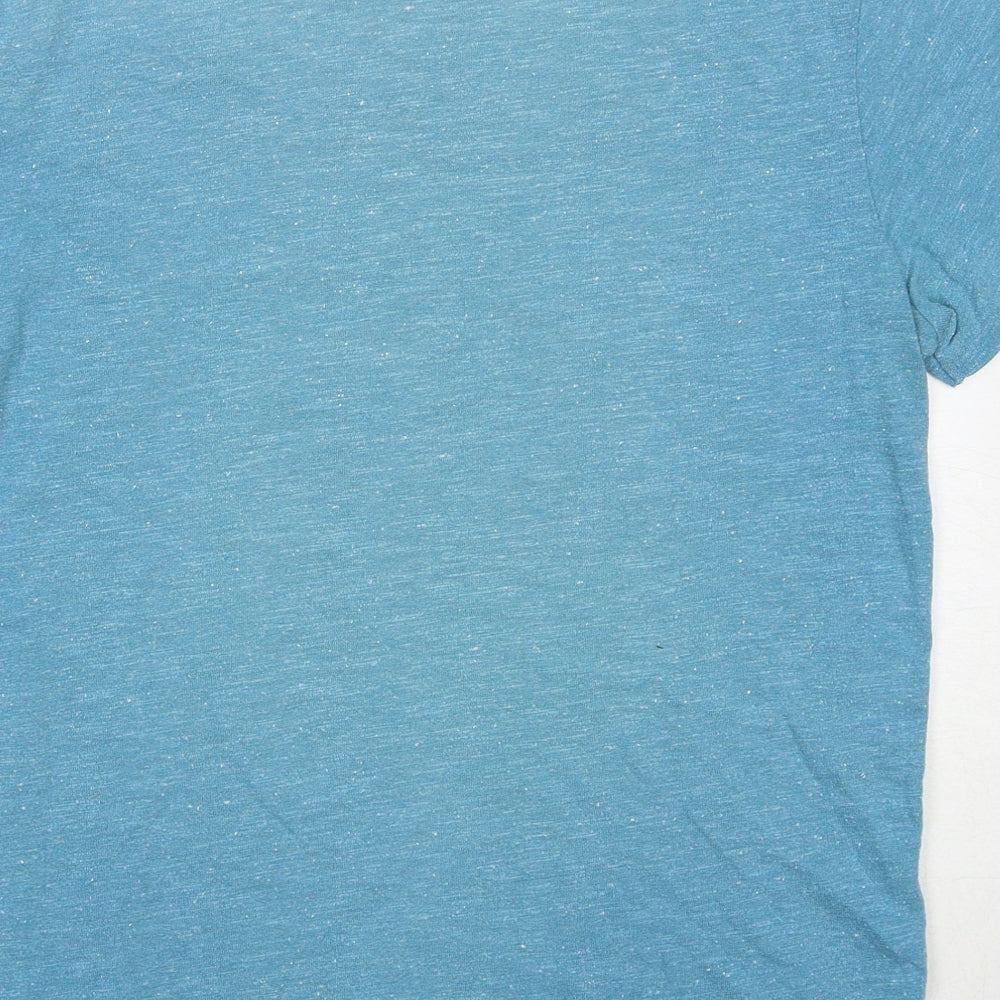 Superdry Mens Blue Cotton T-Shirt Size L Round Neck