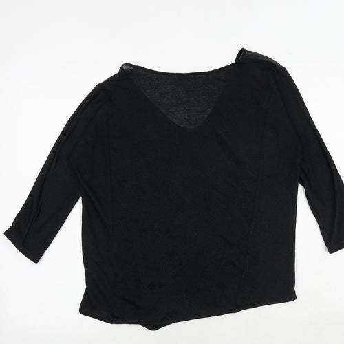 Zara Womens Black Polyester Basic Blouse Size M V-Neck