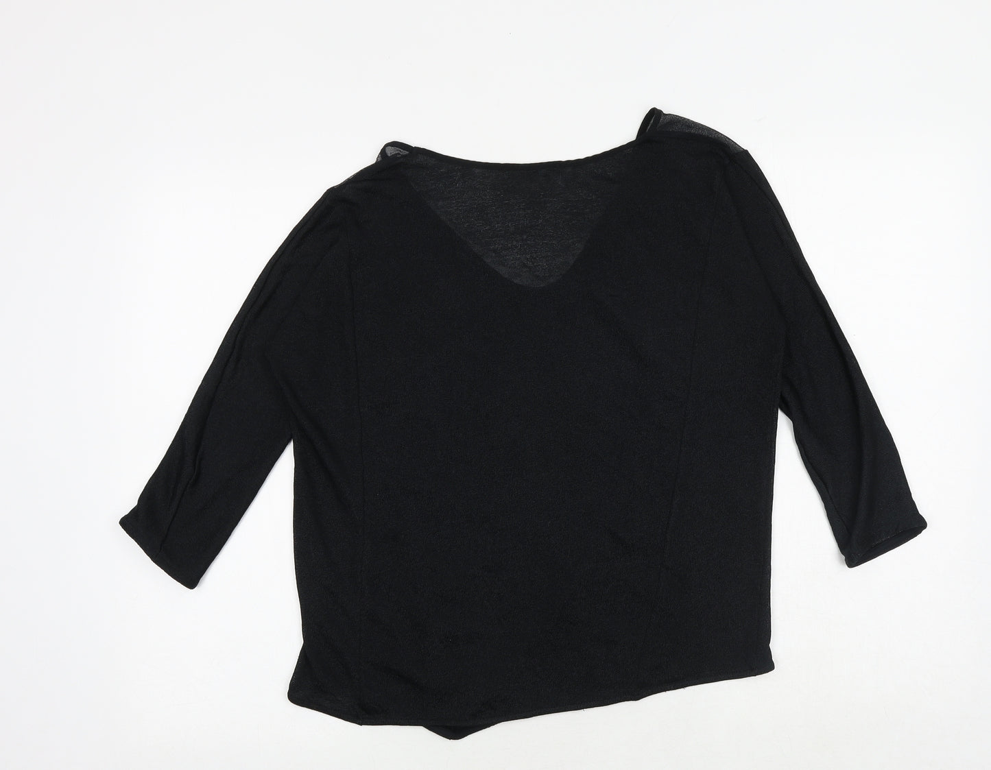 Zara Womens Black Polyester Basic Blouse Size M V-Neck