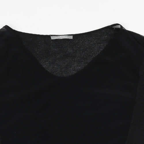 Zara Womens Black Polyester Basic Blouse Size M V-Neck