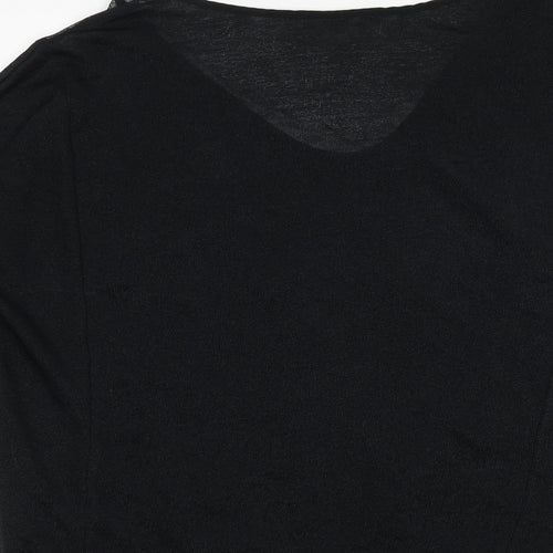 Zara Womens Black Polyester Basic Blouse Size M V-Neck