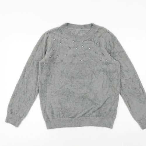 Klass Womens Grey Round Neck Polyamide Pullover Jumper Size S