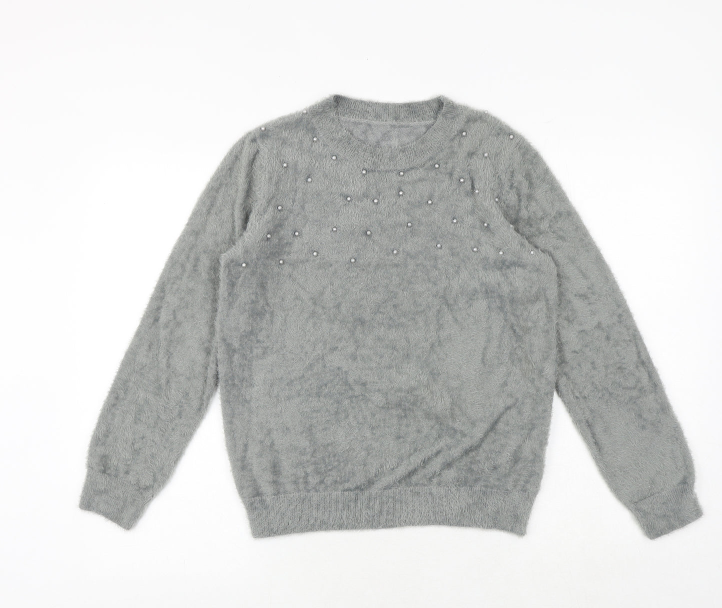 Klass Womens Grey Round Neck Polyamide Pullover Jumper Size S