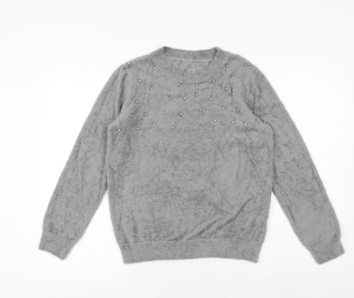 Klass Womens Grey Round Neck Polyamide Pullover Jumper Size S