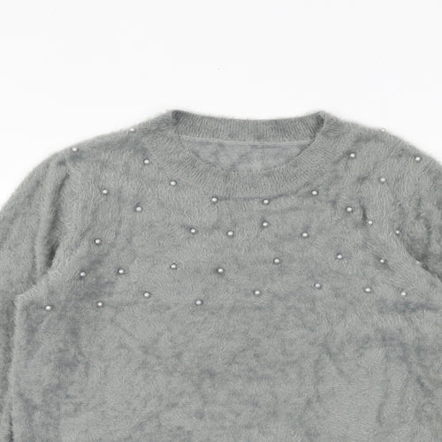 Klass Womens Grey Round Neck Polyamide Pullover Jumper Size S