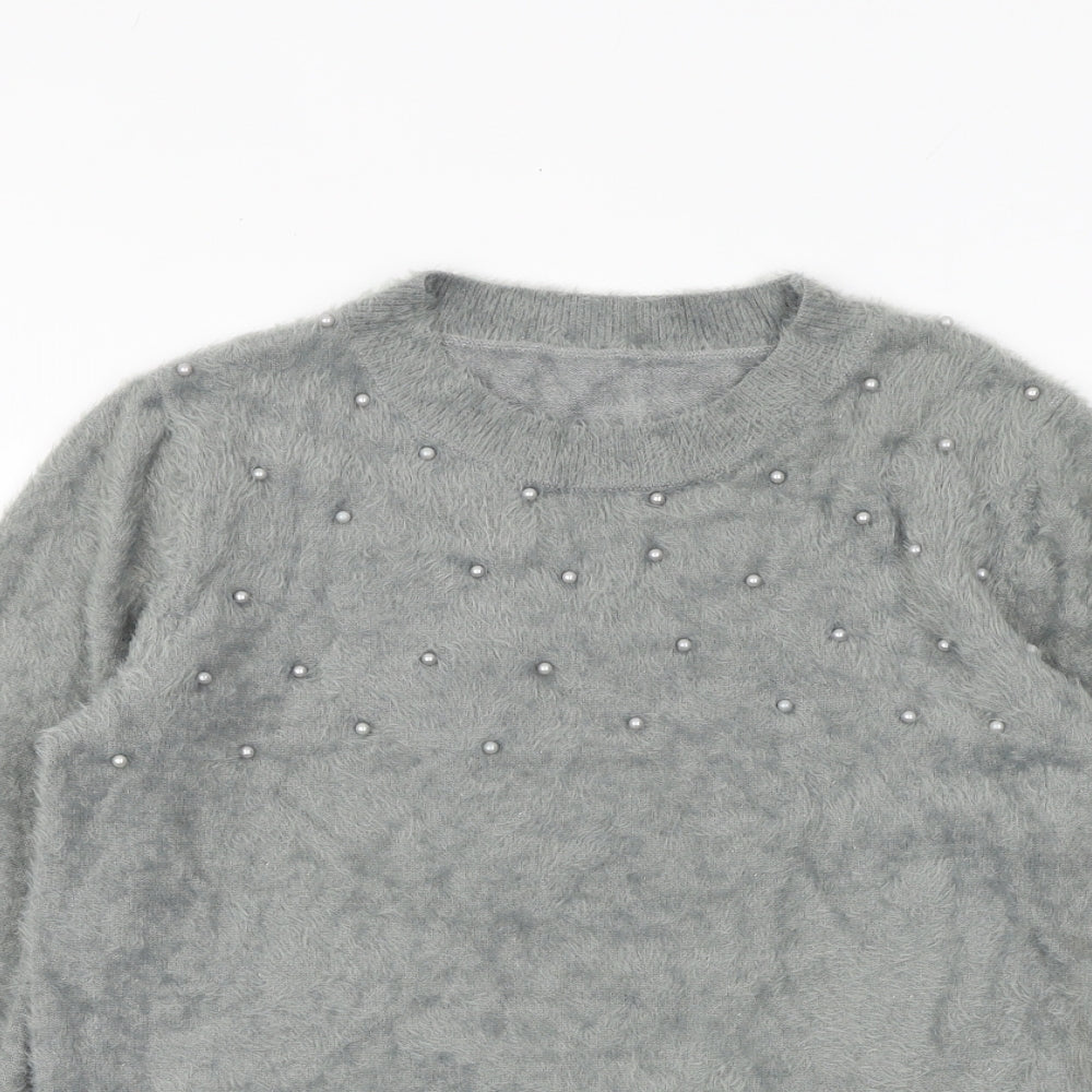 Klass Womens Grey Round Neck Polyamide Pullover Jumper Size S