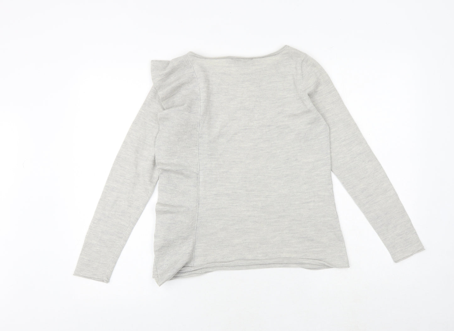 Mint Velvet Womens Grey Round Neck 100% Merino Wool Pullover Jumper Size 8