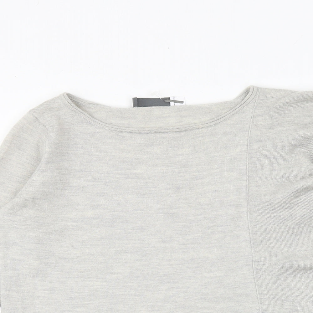 Mint Velvet Womens Grey Round Neck 100% Merino Wool Pullover Jumper Size 8